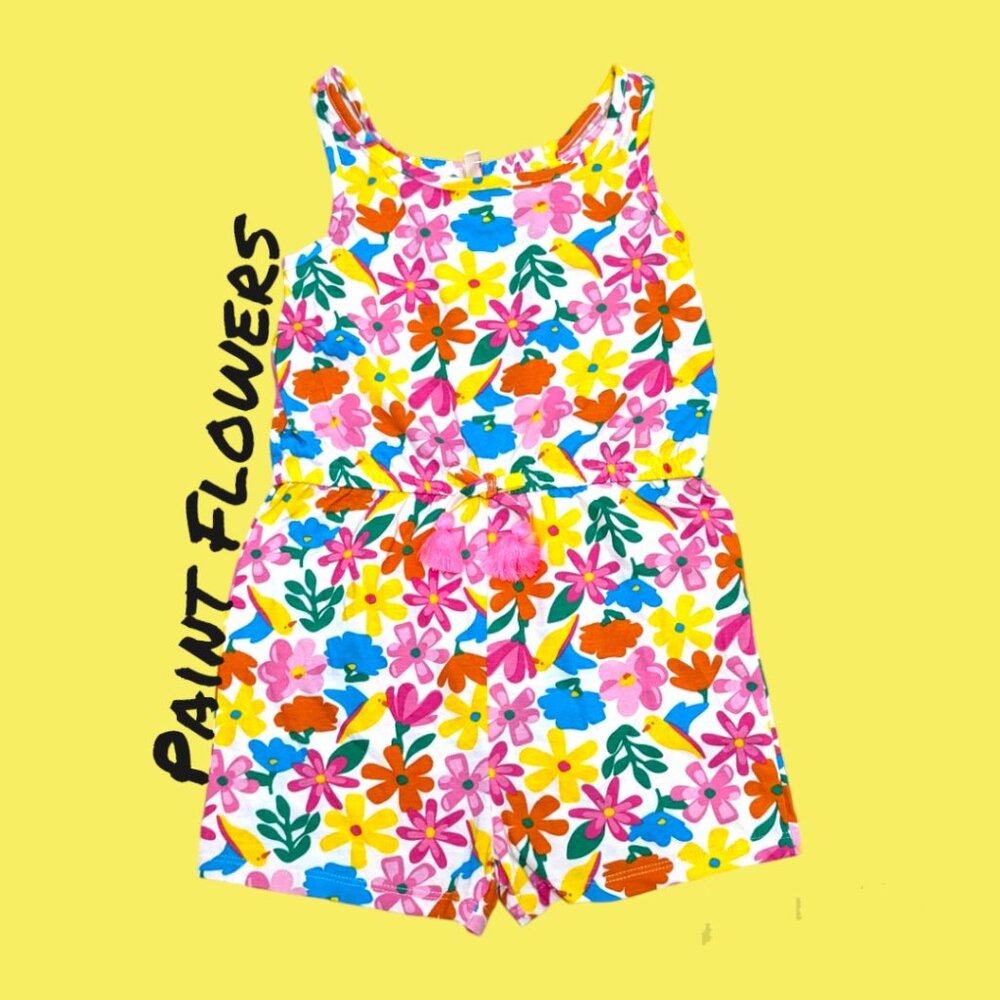 NWOT GIRLS ANKO ROMPER SUPER SOFT, COMFY AND ATTRACTIVE PAINT FLOWERS PRINTS